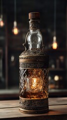 Ornate Glass Bottle With Internal Light Source