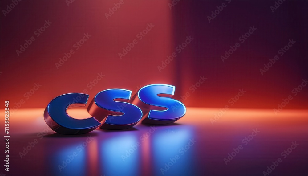 Poster Stylized 3D Letters Representing CSS in Modern Design