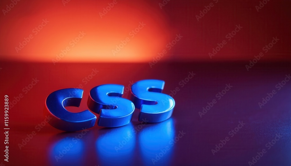 Poster stylized blue css letters on a gradient background
