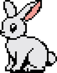 Fototapeta premium 8 bit pixels rabbit. Animals for game assets and cross stitch patterns in vector illustrations.