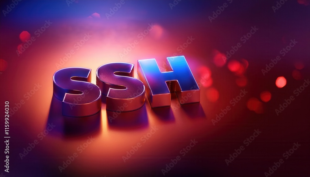 Poster secure shell (ssh) protocol conceptual illustration with vibrant background