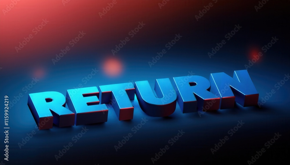 Poster return: a bold 3d text design with gradient background