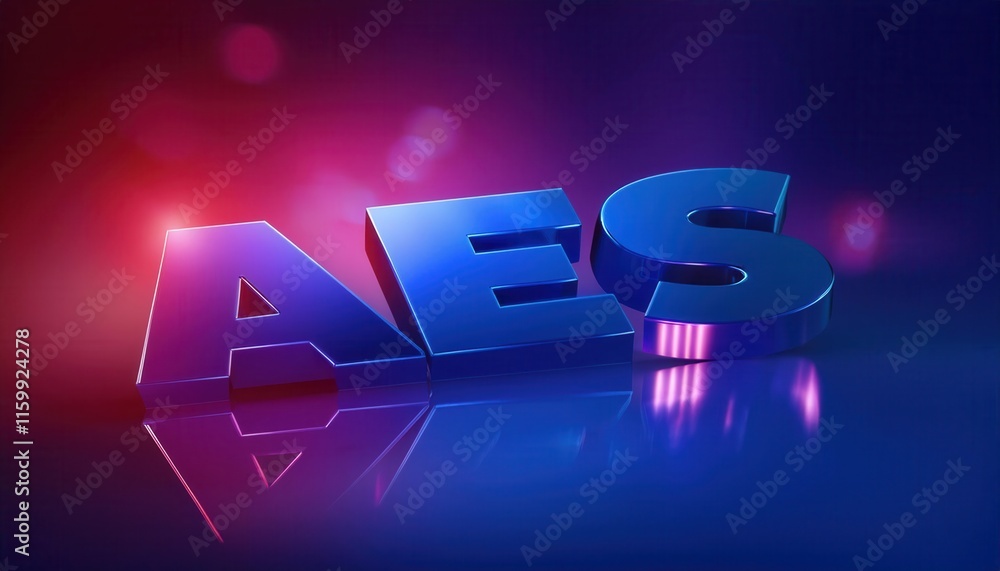 Poster aes logo in 3d rendering with colorful background