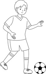kid playing soccer outline coloring