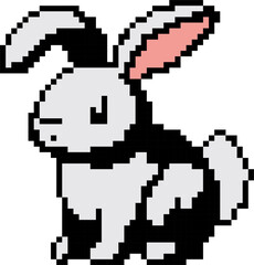 Obraz premium 8 bit pixels rabbit. Animals for game assets and cross stitch patterns in vector illustrations.