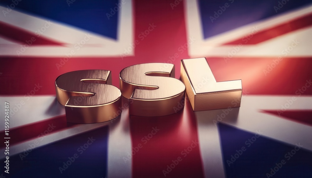 Poster secure socket layer technology symbol on uk flag