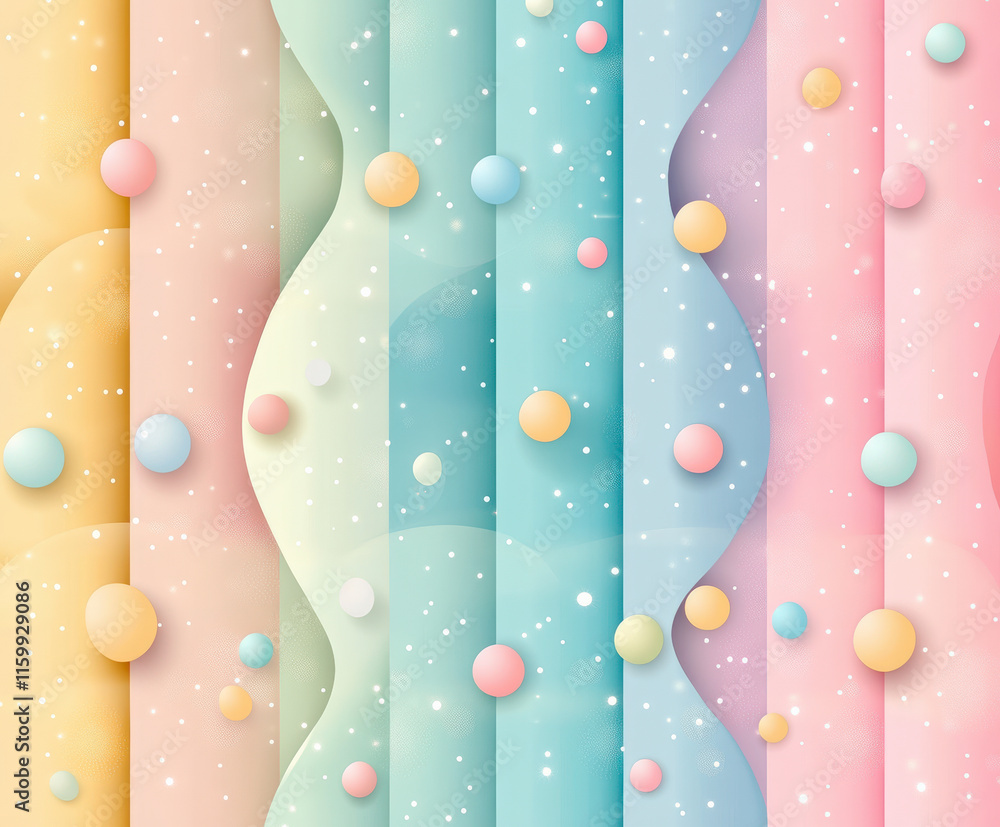 Poster colorful abstract background with pastel gradients and floating spheres enhances design appeal, crea