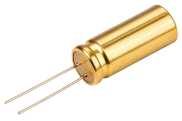 Gold-colored electronic component isolated with transparent background