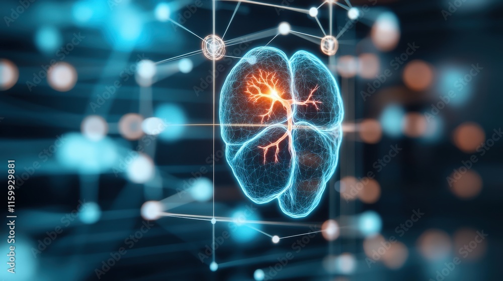 Poster Abstract Digital Illustration of a Luminous Brain Connected to Neural Networks in a Futuristic Environment Emphasizing Neurology and Technology Concepts