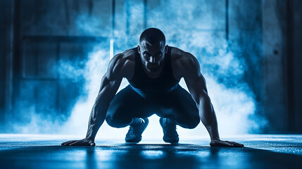 Dedicated Athlete in Intense Fitness Training Session in Gym : Generative AI