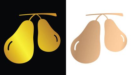 vector image of an avocado with a beautiful gold texture on a black and white background