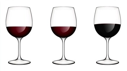 Elegant Wine Glasses with Red and White Spirits on a Tabletop