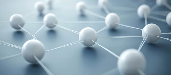 Abstract network of interconnected white spheres on a gray background.