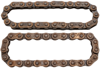 Two rusty metal chains isolated with transparent background