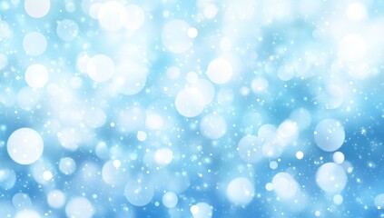 Obraz premium Abstract light blue bokeh background with glowing circles and sparkles.