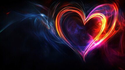 glowing neon line heart on black screen background. Ideal for adding a romantic touch, with an attractive visual appearance