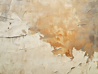 Textured Abstract Beige and Brown Wall Surface with Rough Brush Strokes and Layers : Generative AI