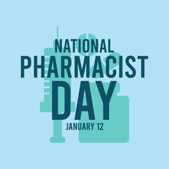 National pharmacist day. January 12. Poster, card, banner, background. Flat design vector.