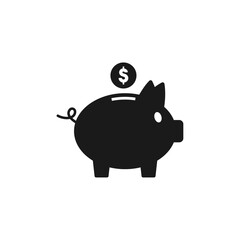 Piggy bank icon. Flat design vector.