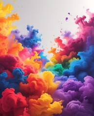 Fototapeta premium Explosive Burst of Colorful Ink Clouds in Water Creating Vibrant Abstract Art with Stunning Shades of Yellow, Blue, Pink, Purple, and Orange – A Mesmerizing Display of Creativity and Color Harmony