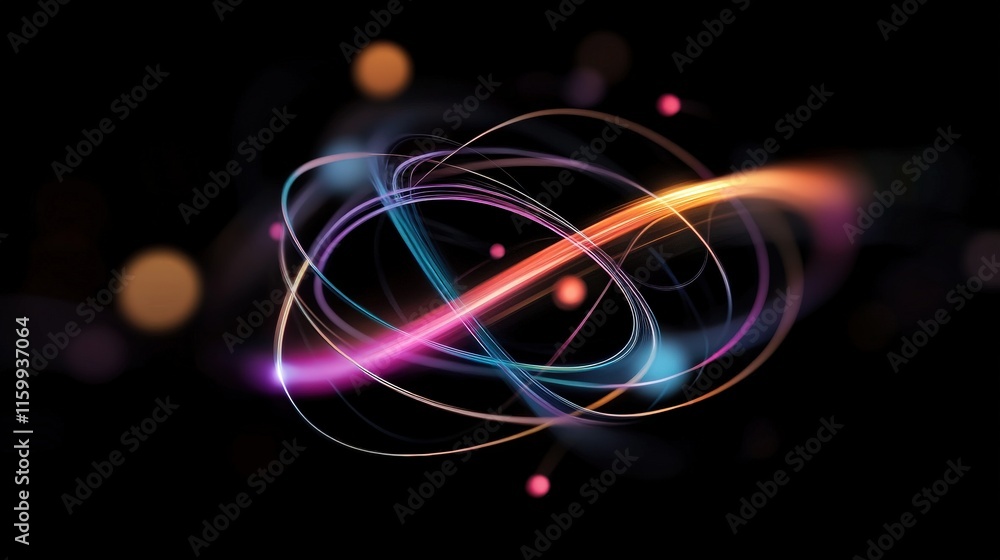 Aufkleber Abstract Colorful Light Trails on a Dark Background Creating Dynamic Swirls and Energy Flows for Modern Artistic Digital Concepts and Backgrounds