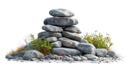pile of stones on white background