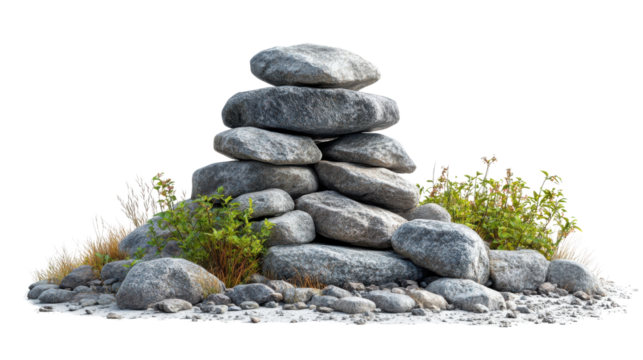 pile of stones on white background