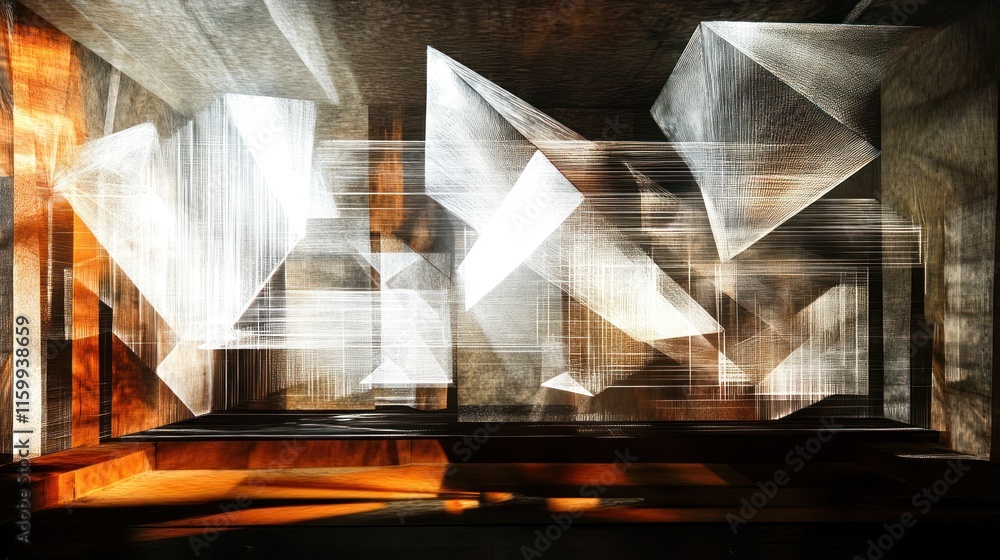Poster abstract geometric shapes in a dynamic space.