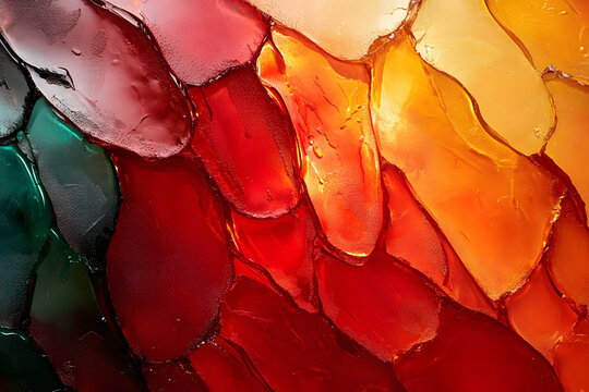 Vibrant Red and Orange Stained Glass Texture for Creative Design Projects : Generative AI