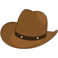 Brown Cowboy Hat Illustration in Cartoon Design. Isolated Vector Graphic