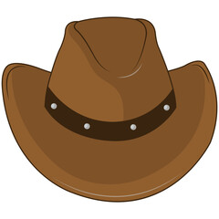 Brown Cowboy Hat Illustration in Cartoon Design. Isolated Vector Graphic