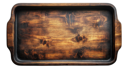 old wooden tray isolated on white background