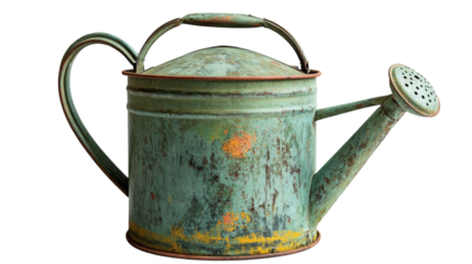 old watering can isolated on white background
