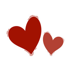 Flat vector two love signs. Hand drawn vector. Love icon. White background.