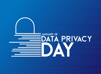 Data Privacy Day design background. January 28. Blue background. Poster, banner, card, background.