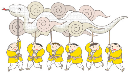 Obraz premium 巳年年賀状・巳・蛇・干支・大蛇・蛇神輿