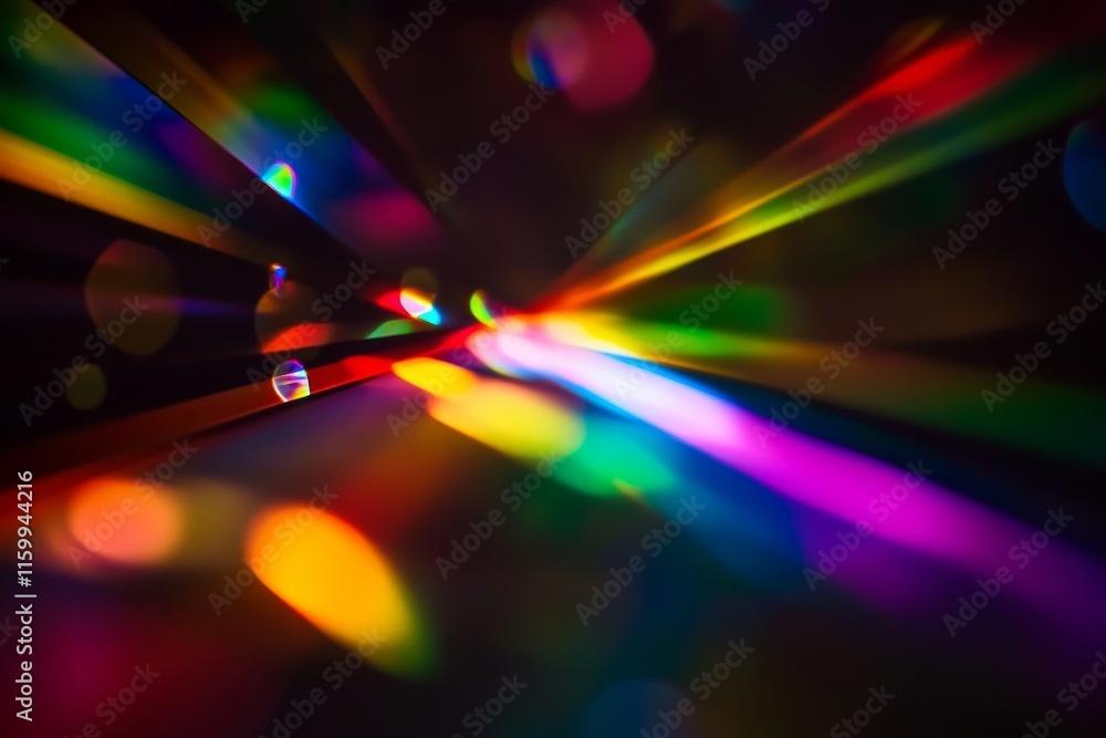 Poster abstract colorful light streaks and bokeh.