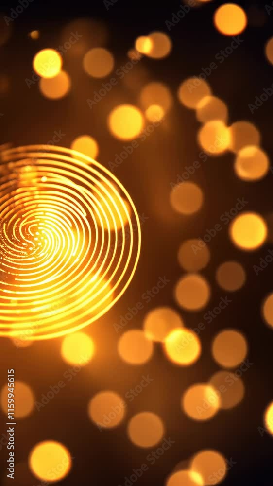 Poster golden spiral design with blurred light bokeh creating a dreamy atmosphere in a dark setting