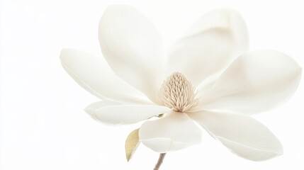 Obraz premium A detailed shot of a soft white magnolia with its large, creamy petals and subtle color, isolated white background