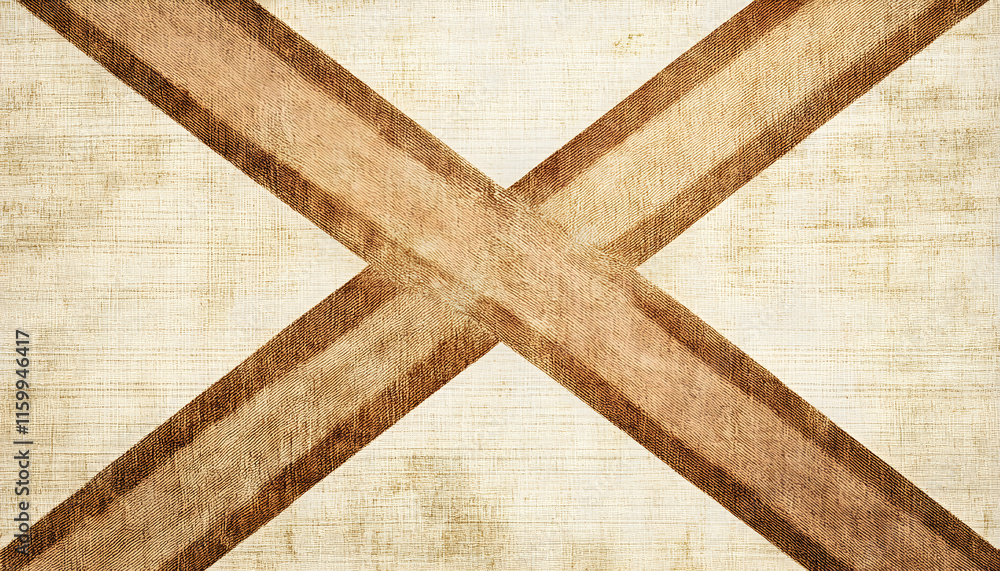 Poster abstract textured background featuring a cross design in brown tones on a beige linen-like backdrop,