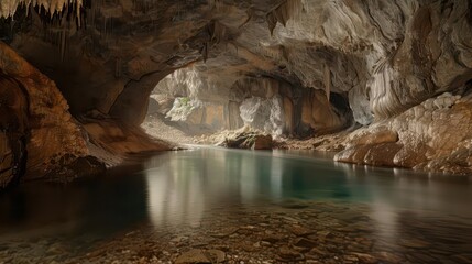 Mystical Underground Lake. Geological Wonder concept