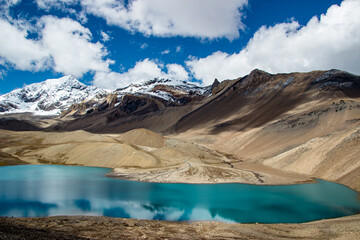 Landscape view of Mountain lake in Manag, Nepal.