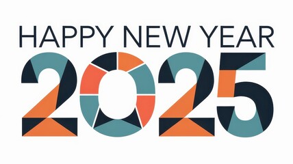 2025 Happy New Year Logo Text Design Template