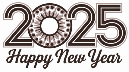 2025 Happy New Year Logo Text Design Template