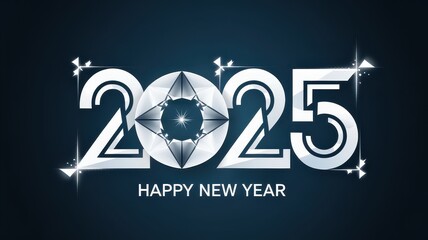 2025 Happy New Year Logo Text Design Template