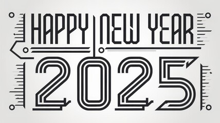 2025 Happy New Year Logo Text Design Template