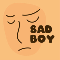 Sad boy. Sad face. Abstract design vector. Flat design vector.
