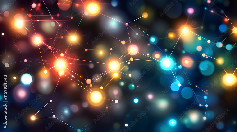 Poster abstract network connection, glowing nodes and lines, digital technology background. perfect for tec