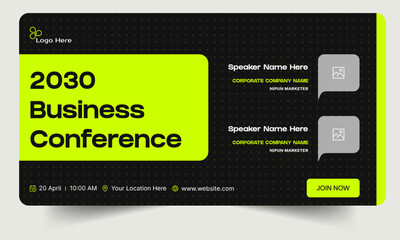 Business conference webinar template banner design, business strategy seminar banner design, fully editable vector eps 10 file format