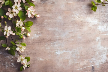 Spring Floral Arrangement on Rustic Wooden Background for Natural Decor : Generative AI